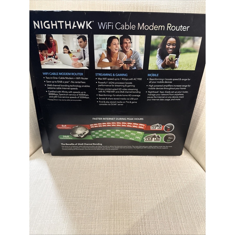 NETGEAR Nighthawk AC1900 4 Wireless WiFi 5 Router Modem C7000v2 - Picture 13 of 16